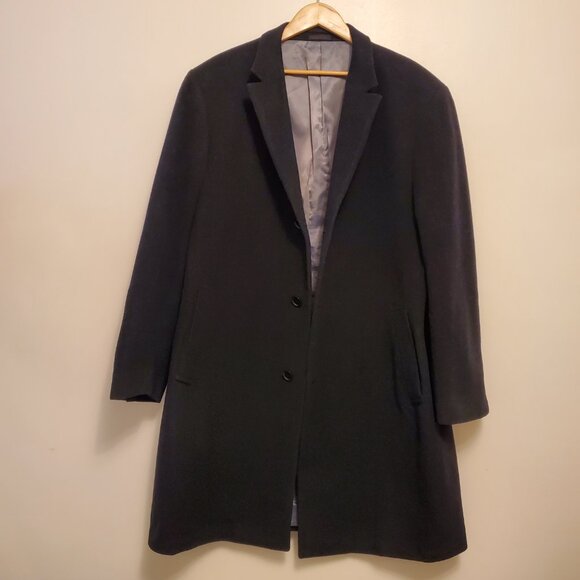Calvin Klein Men’s Plaza Wool-Cashmere Blend Overcoat Trench Coat Black - 44L - Picture 3 of 12